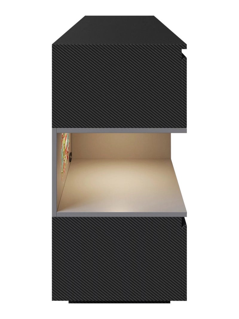 Dressoir met 5 lades en open vak met LED 'Roba' - Minecraft Zwart Multicolor - Kiabi