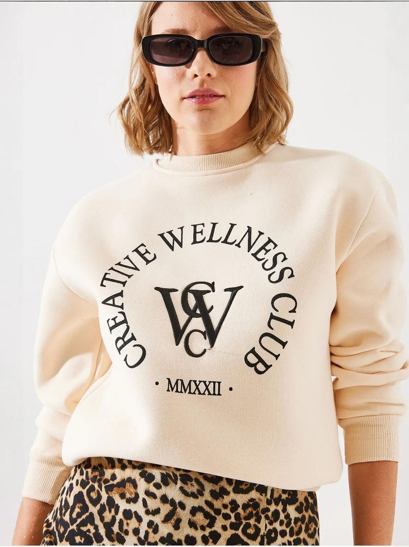 Drie-garen geborsteld bedrukt sweatshirt mbhs lucci Klei-beige - Kiabi