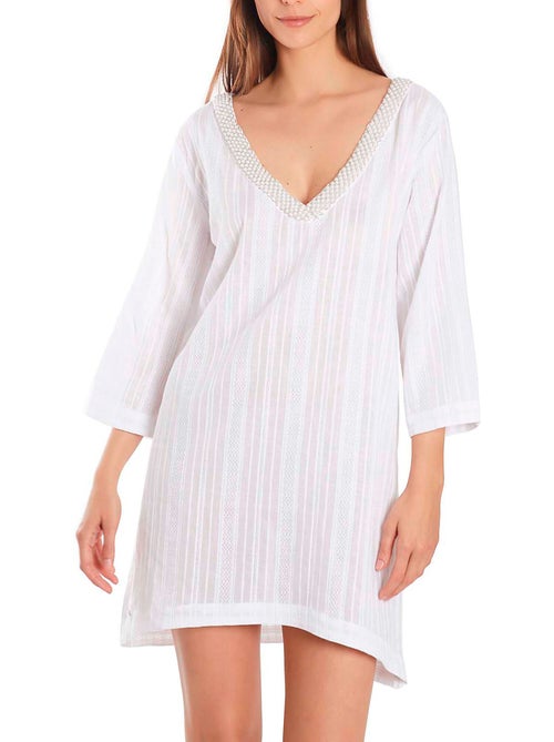 Drie-kwart mouw kralen strand kaftan - Kiabi Drie-kwart mouw kralen strand kaftan - Kiabi