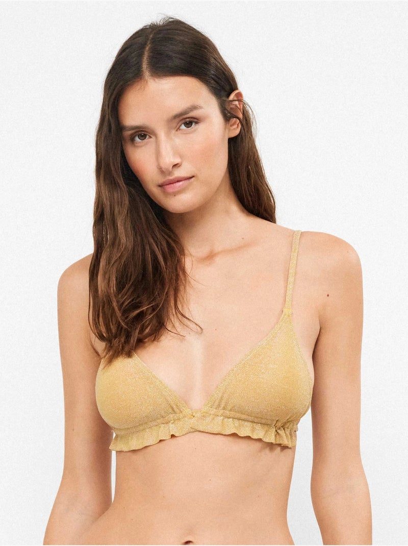 Driehoekige bikinitop zonder beugel Goudkleurig - Kiabi