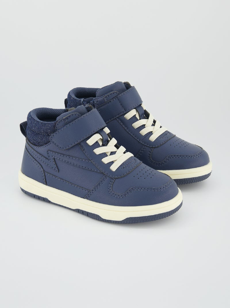 Driekleurige, hoge sneakers donkerblauw - Kiabi