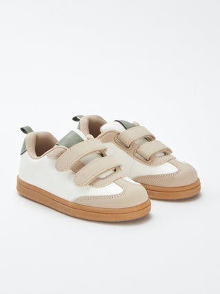 Driekleurige sneakers met klittenbanden