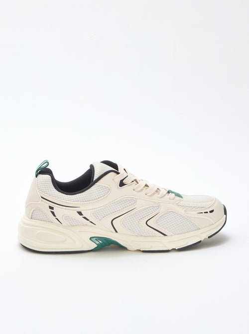 Driekleurige sneakers van mesh en imitatieleer - Kiabi