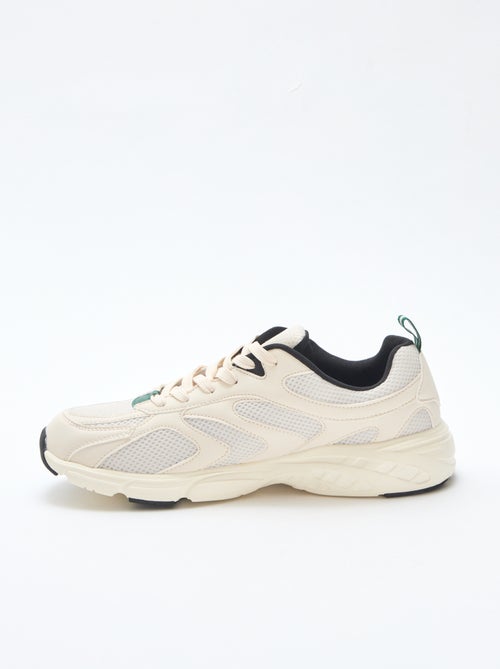 Driekleurige sneakers van mesh en imitatieleer - Kiabi