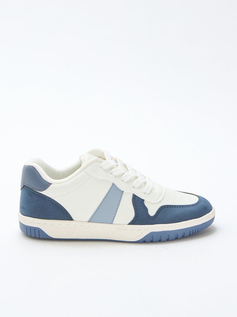 Driekleurige verstevigde lage sneakers Blauw - Kiabi