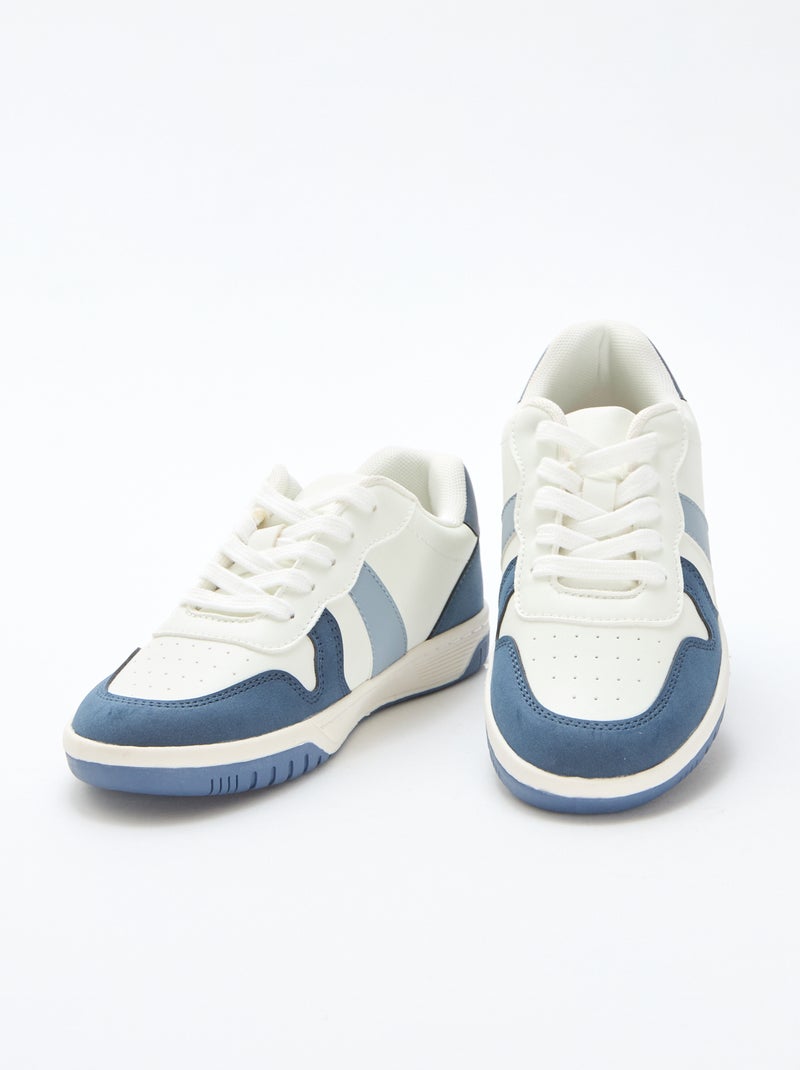 Driekleurige verstevigde lage sneakers Blauw - Kiabi