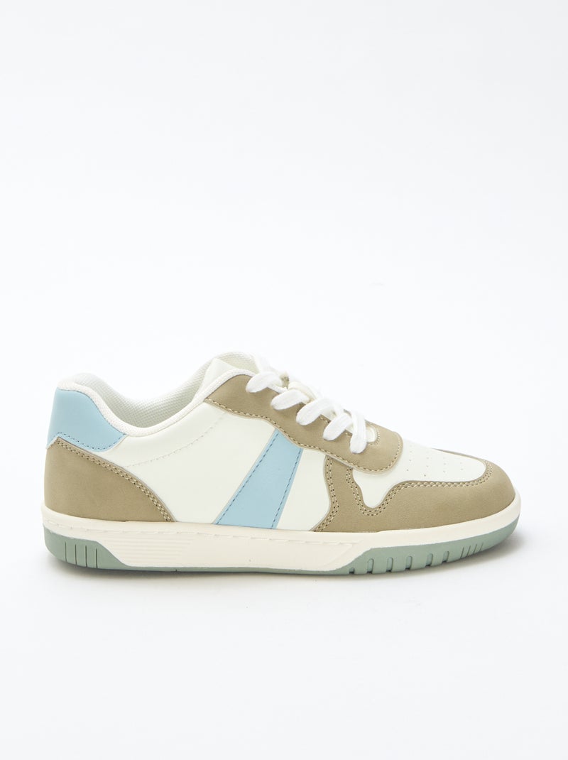 Driekleurige verstevigde lage sneakers Kaki - Kiabi