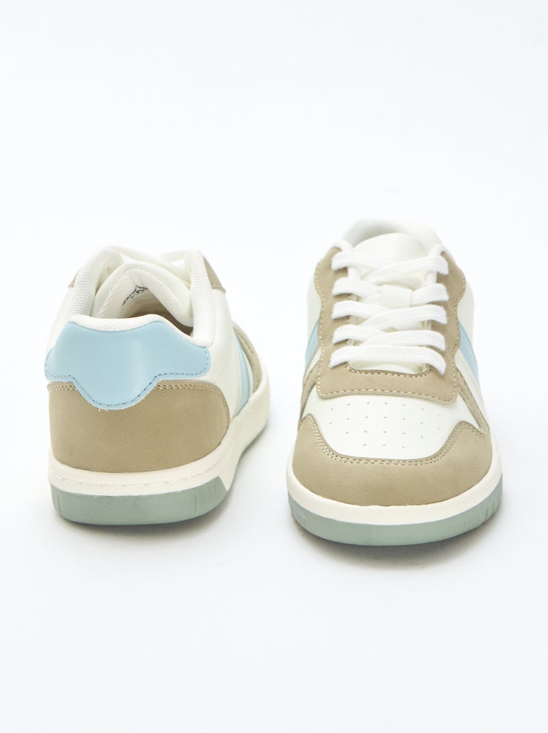 Driekleurige verstevigde lage sneakers Kaki - Kiabi