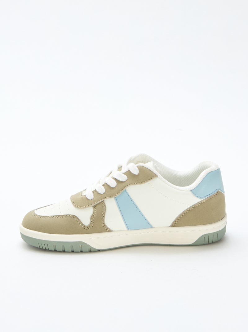 Driekleurige verstevigde lage sneakers Kaki - Kiabi