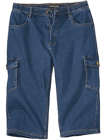 Driekwart-cargobroek van stretchdenim - atlas for men