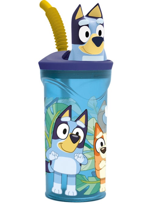 Drinkfles BLUEY 360 ml met rietje geïntegreerd en dop paars 3D BLUEY - Kiabi