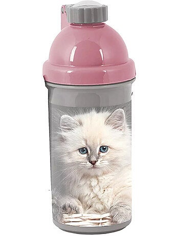 Drinkfles van kunststof kinderen met motief hoofd van kat