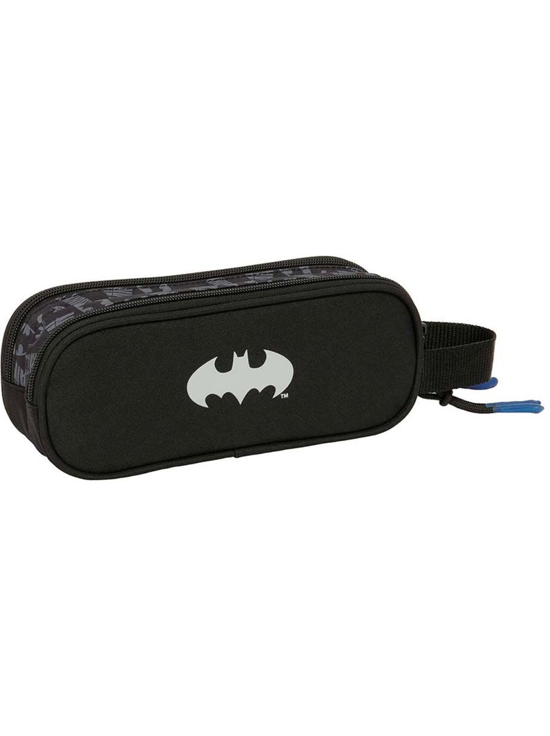 Dubbel pennenzak Batman met 2 vakken handgreep 21x6x8 cm Zwart Marineblauw - Kiabi