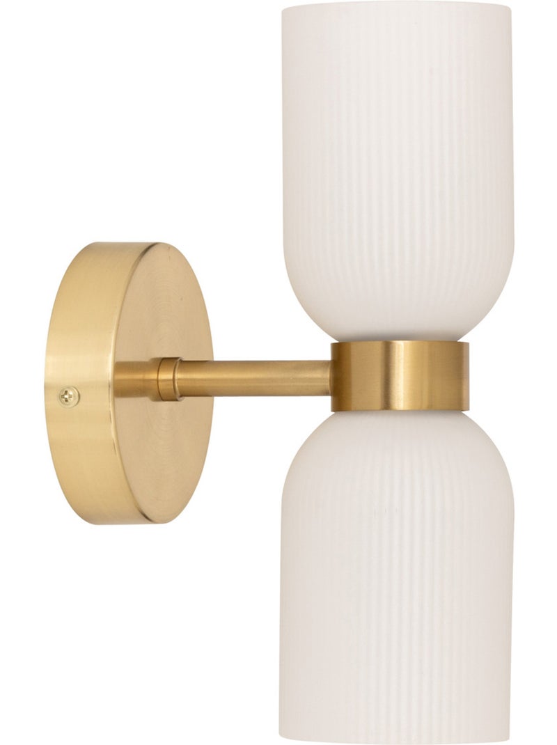 Dubbele wandlamp in geribbeld glas Wit - Kiabi