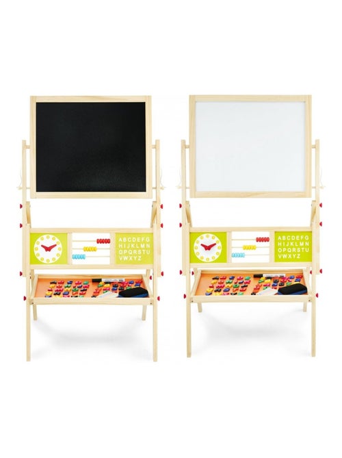 Dubbelzijdig houten 3-in-1 schoolbord – magnetisch, krijtbord en telraam - Kiabi Dubbelzijdig houten 3-in-1 schoolbord – magnetisch, krijtbord en telraam - Kiabi