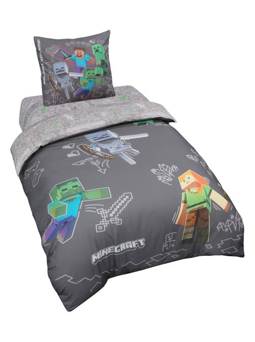 Dubbelzijdige beddengoedset met afneembare hoes, 100% katoen 'Minecraft' ROBA - Kiabi
