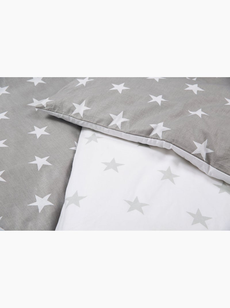 Dubbelzijdige beddengoedset voor babybed van katoen 'Little Stars' ROBA Grijs Wit - Kiabi