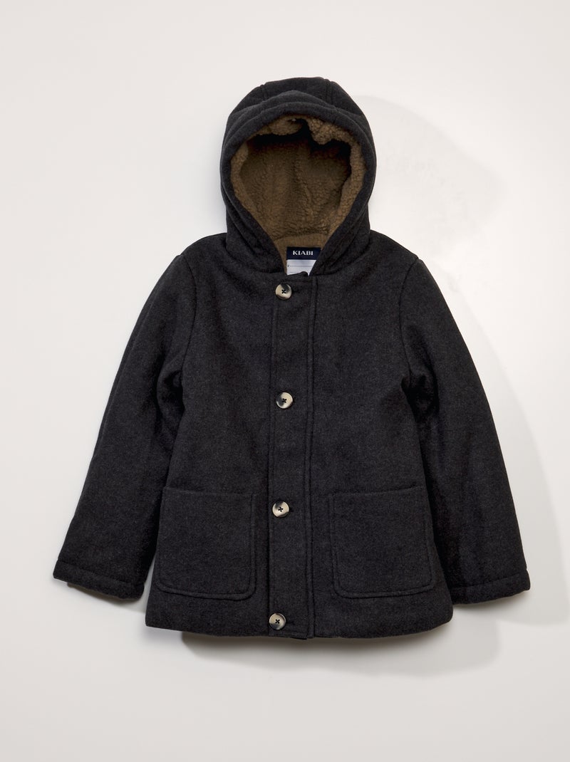 Duffelcoat met woleffect GRIJS - Kiabi