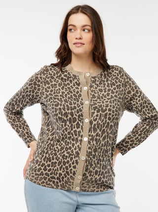 Dun vest met luipaardprint