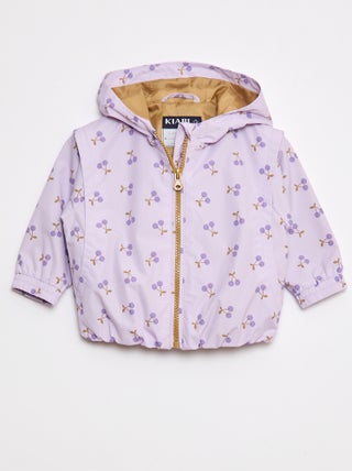 Dun windjack met capuchon en all-over motiefje