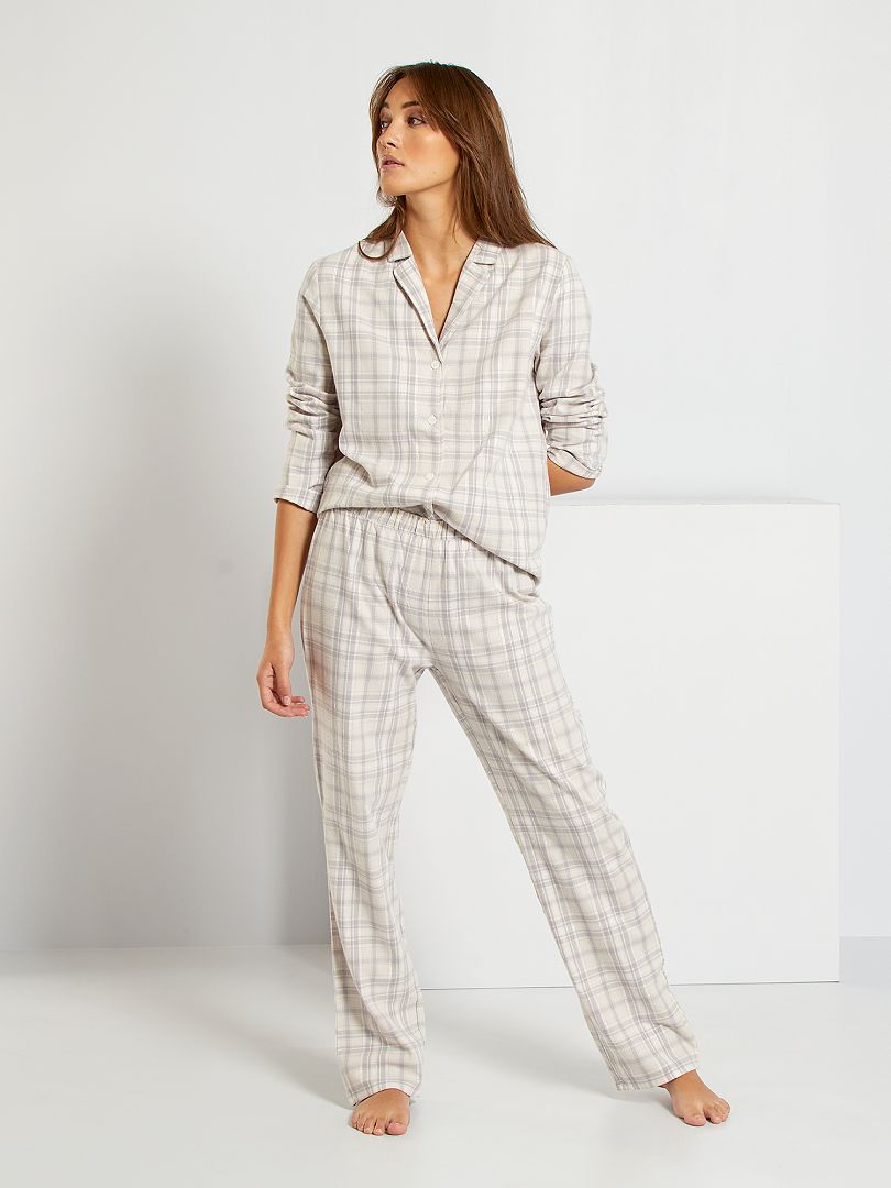 Dunne, flanellen pyjama geruit - Kiabi