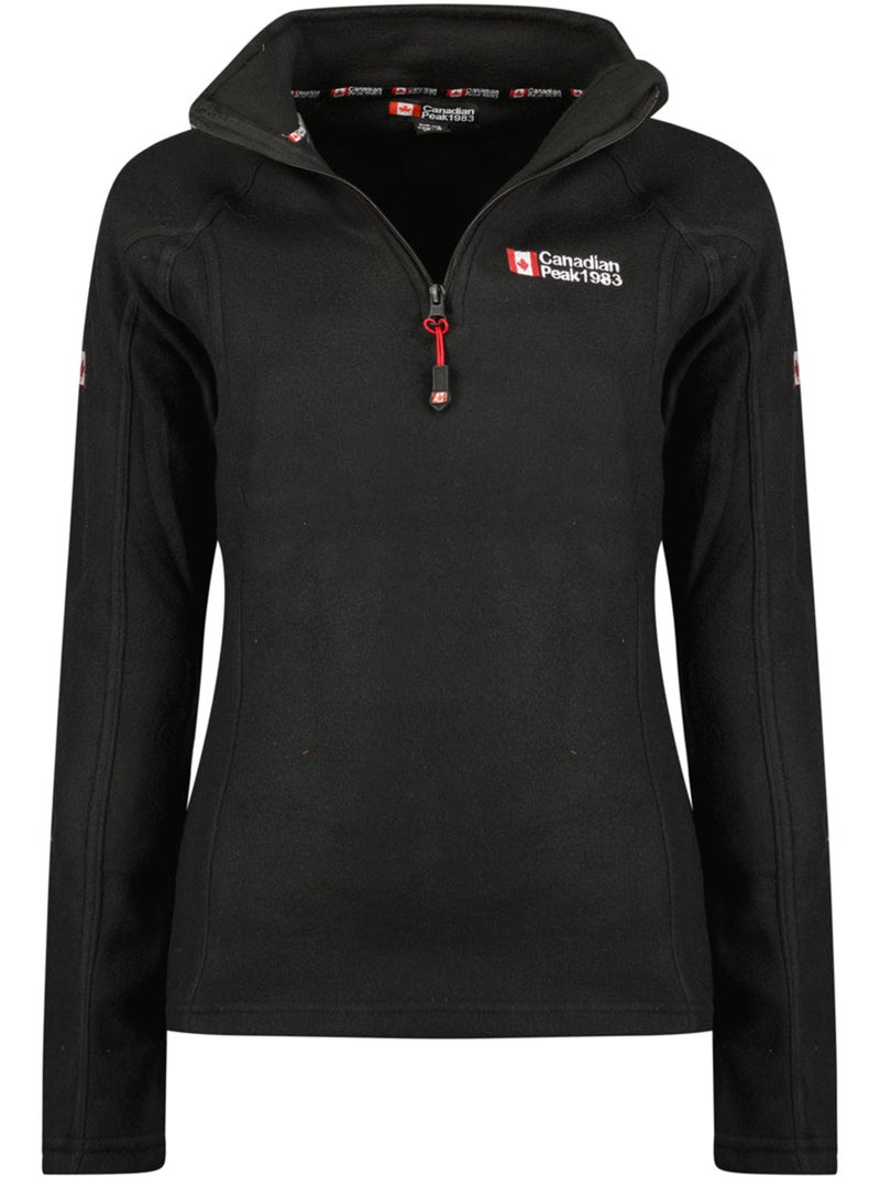 Dunne fleece met rits en opstaande kraag tugeak – canadian peak Zwart - Kiabi