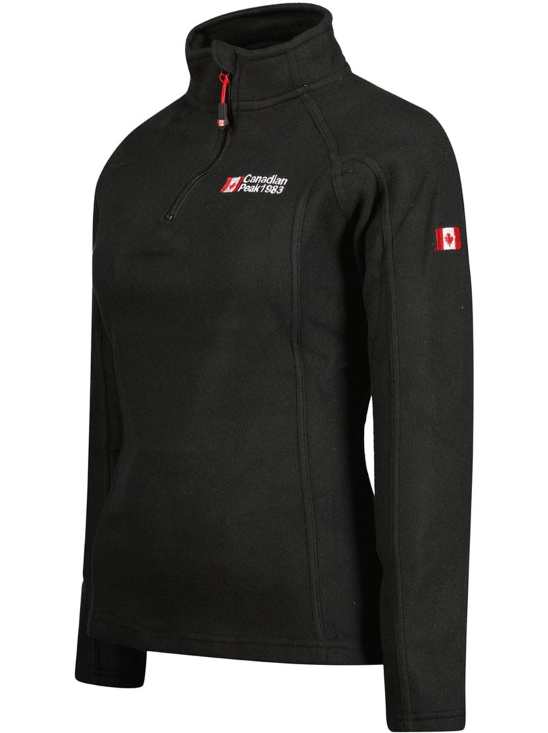 Dunne fleece met rits en opstaande kraag tugeak – canadian peak Zwart - Kiabi