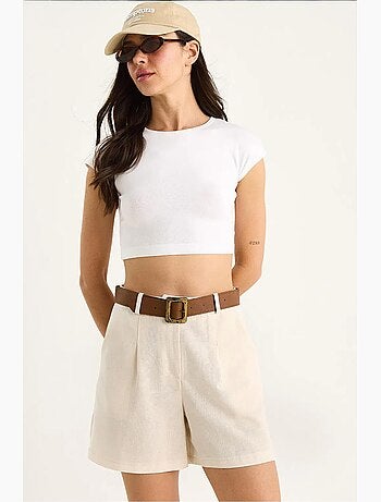 Dunne linnen shorts met riem en zakdetail lucci