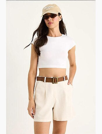 Dunne linnen shorts met riem en zakdetail lucci