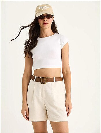 Dunne linnen shorts met riem en zakdetail lucci