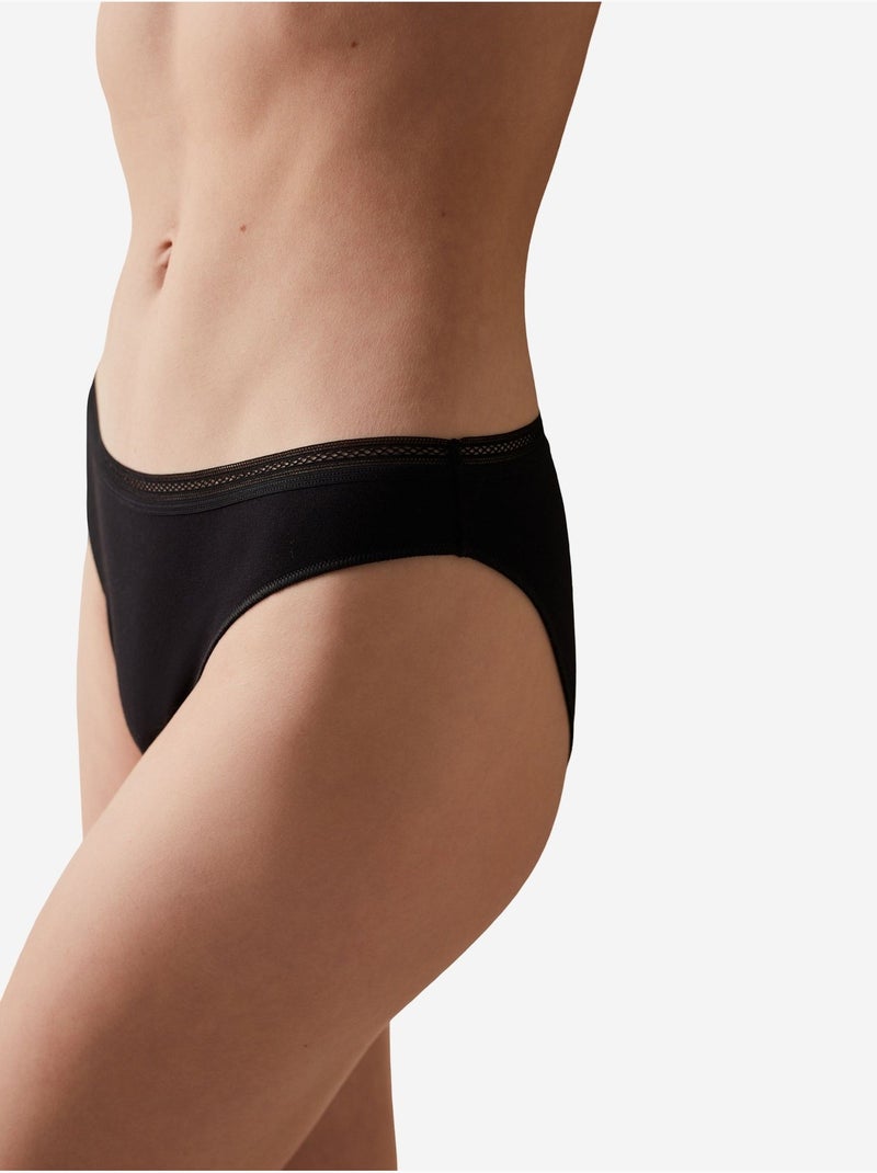 Easy katoenen trim slip penti Zwart - Kiabi