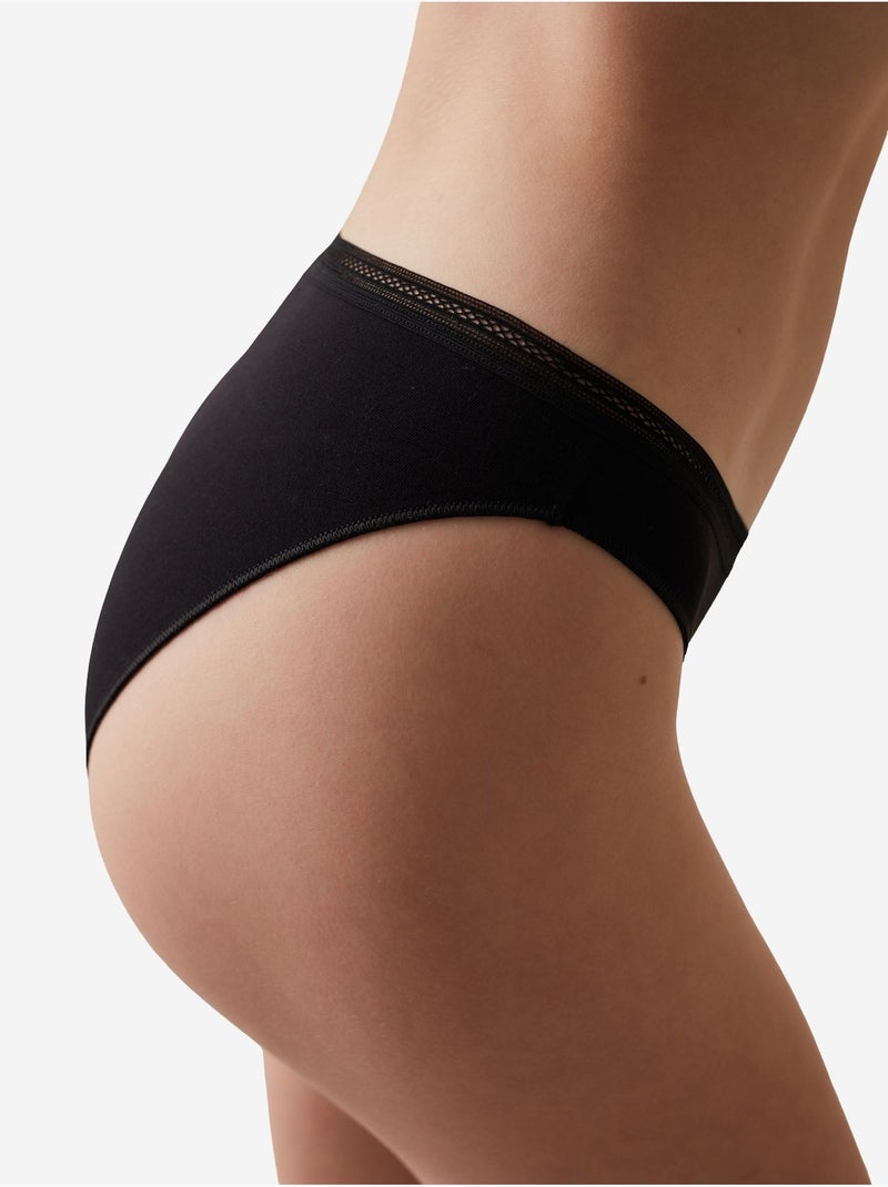 Easy katoenen trim slip penti Zwart - Kiabi
