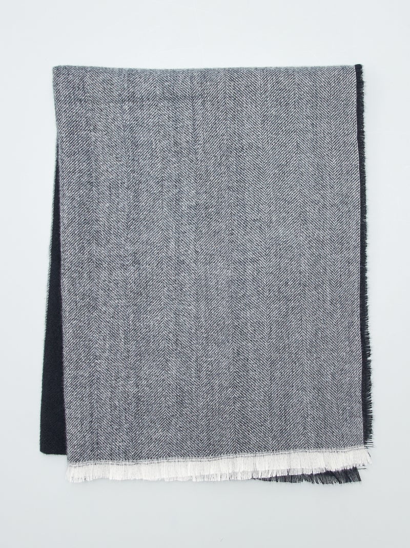 Echarpe bicolore avec détails frangés Gris/noir - Kiabi
