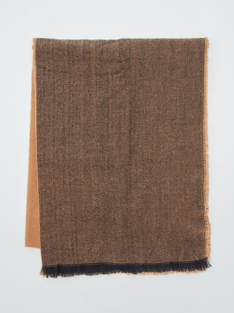 Echarpe bicolore avec détails frangés Marron/noir - Kiabi