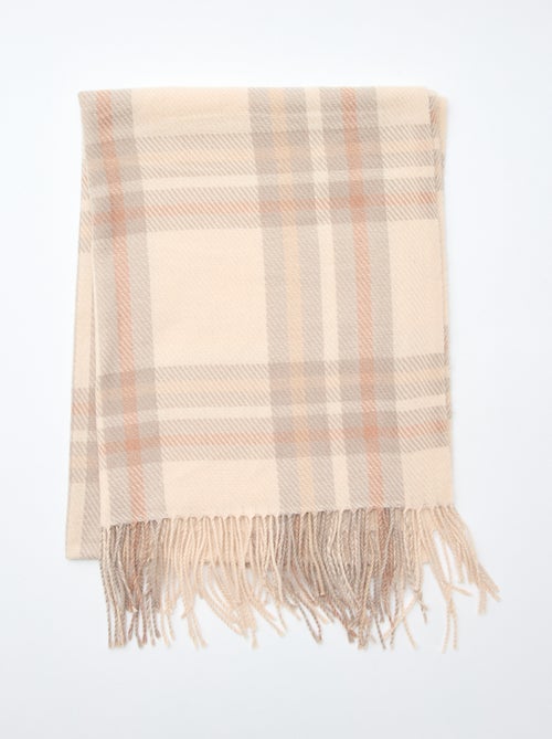 Echarpe carreaux à frange - Kiabi