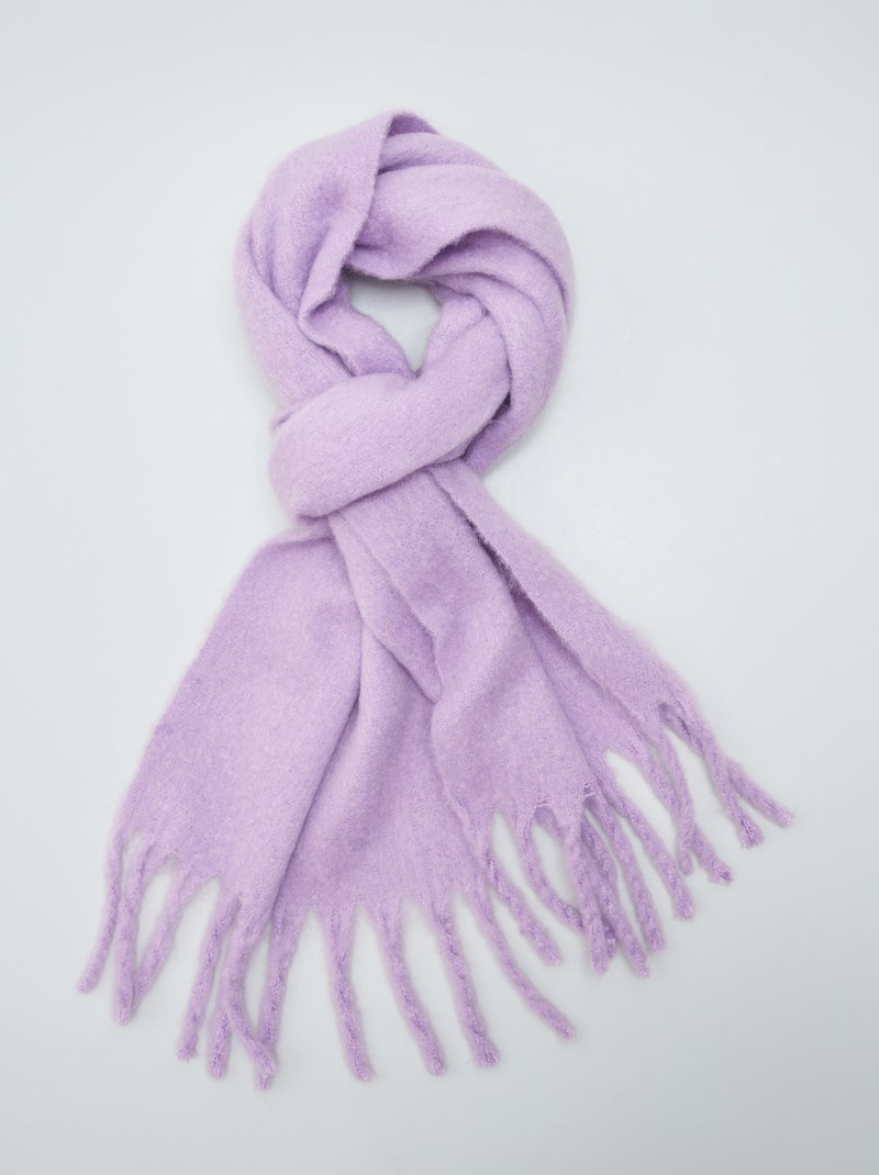 Echarpe plaid avec frange Lilas - Kiabi