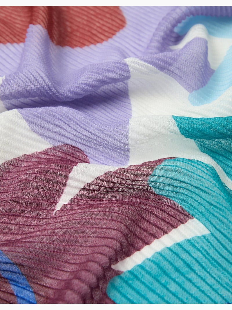 Écharpe plissée à motifs floraux, mo fashion Bleu - Kiabi
