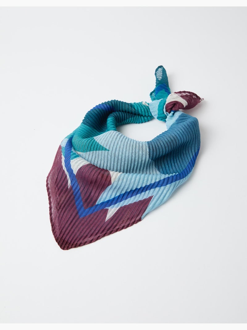 Écharpe plissée à motifs floraux, mo fashion Bleu - Kiabi