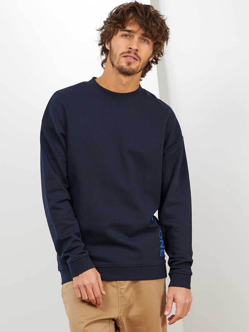 Ecologisch ontworpen sweater met opschrift BLAUW - Kiabi