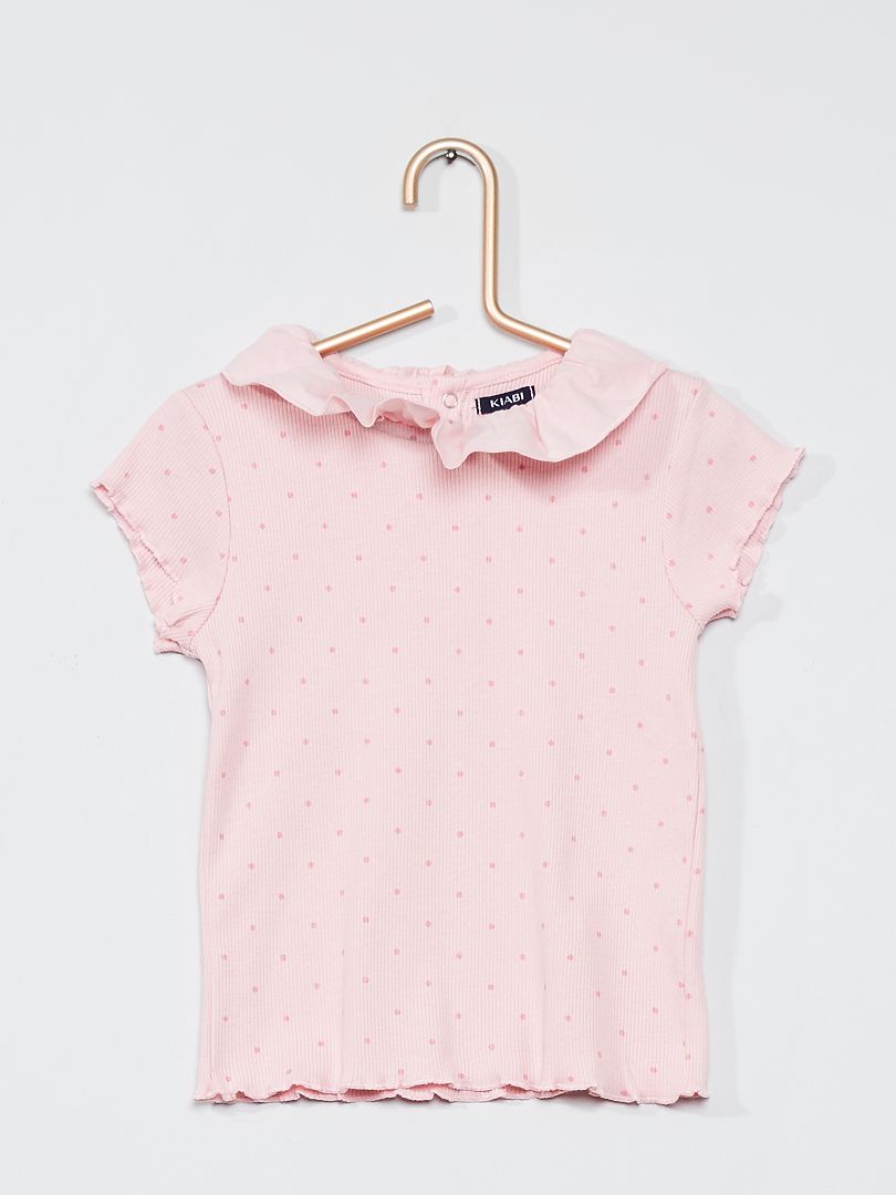 Ecologisch ontworpen T-shirt met kraagje roze - Kiabi
