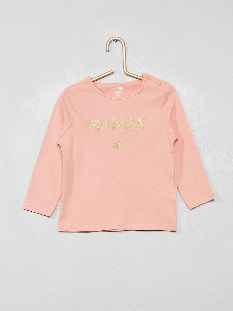 Ecologisch ontworpen T-shirt met lange mouwen roze - Kiabi