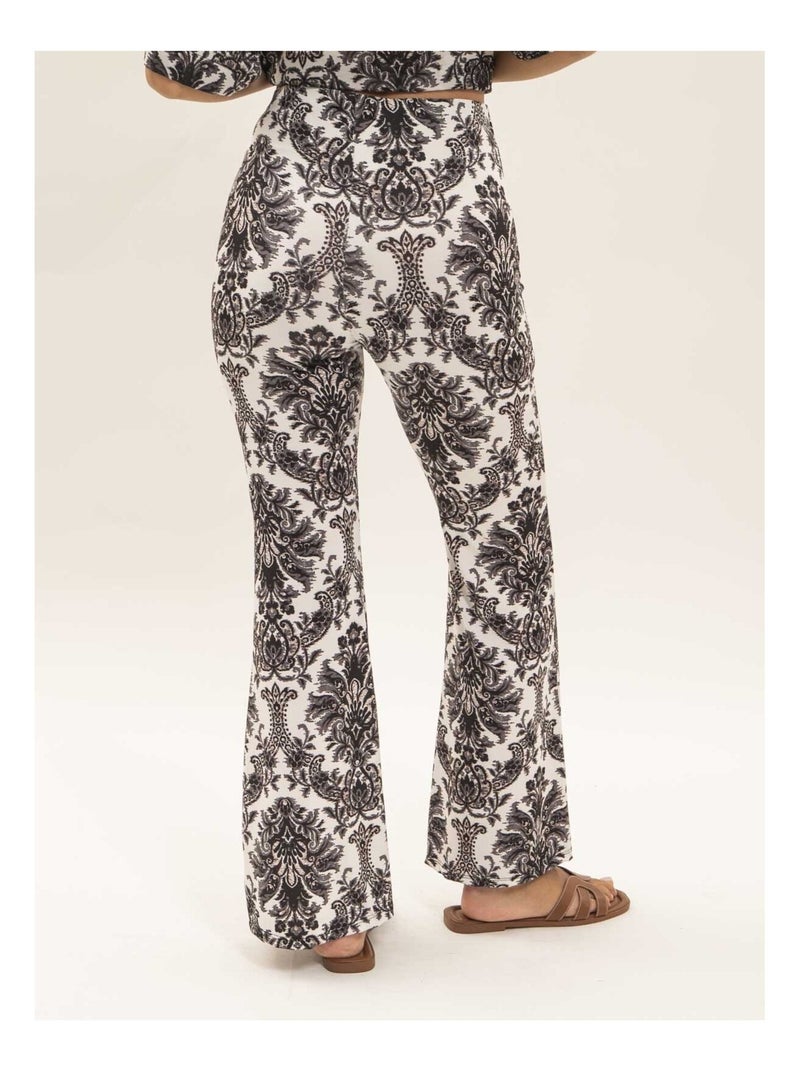 Edarzine flared broek met patroon Zwart - Kiabi