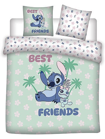 eddengoed Stitch Disney 200x200 cm + 2 Slopen 65x65 cm Katoenmix