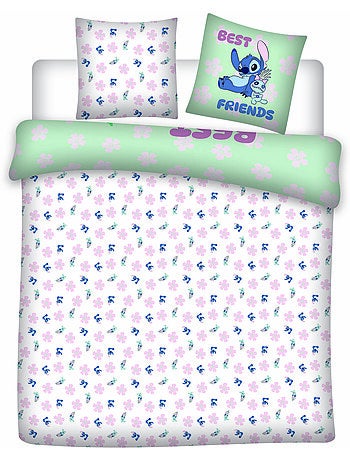 eddengoed Stitch Disney 200x200 cm + 2 Slopen 65x65 cm Katoenmix