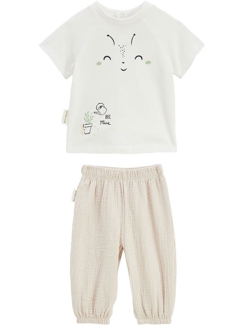 Eden baby set: t-shirt en katoenen gaasbroekje - Kiabi
