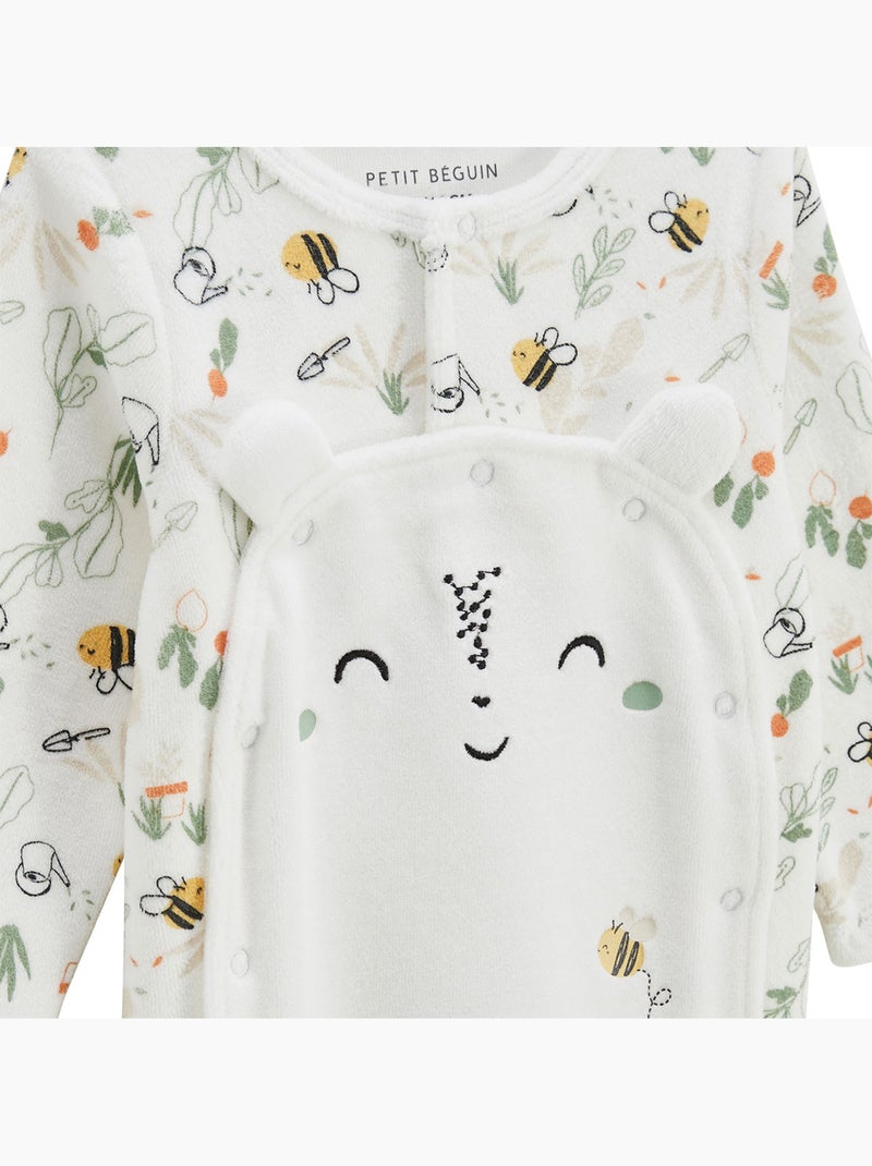 Eden babypyjama van fluweel met brugopening Beige - Kiabi