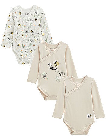 Eden babyrompertjes met lange mouwen en overslagopening, set van 3