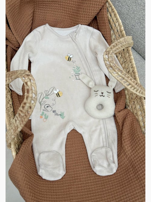 Eden babyvelours pyjama met ritssluiting - Kiabi