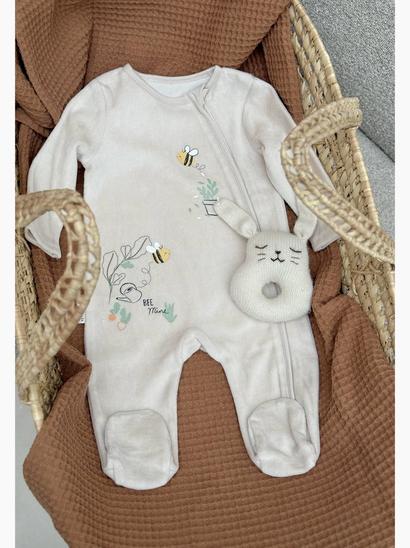 Eden babyvelours pyjama met ritssluiting Beige - Kiabi