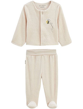Eden fluwelen babyset: vestje en broekje met voetjes